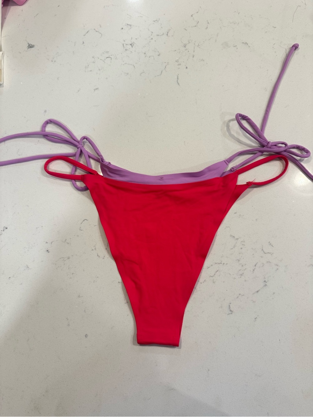 l*space Pink and Lavender Tie-Side Bikini Bottom